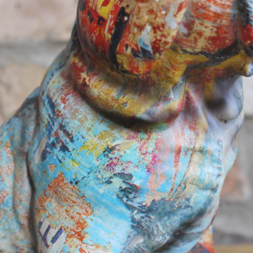 Distressed Decoupage Style Bulldog Figurine - Image 6