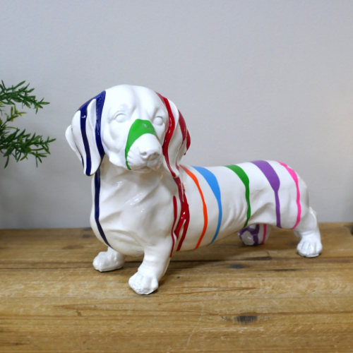 Dripart Striped Dachshund Figurine