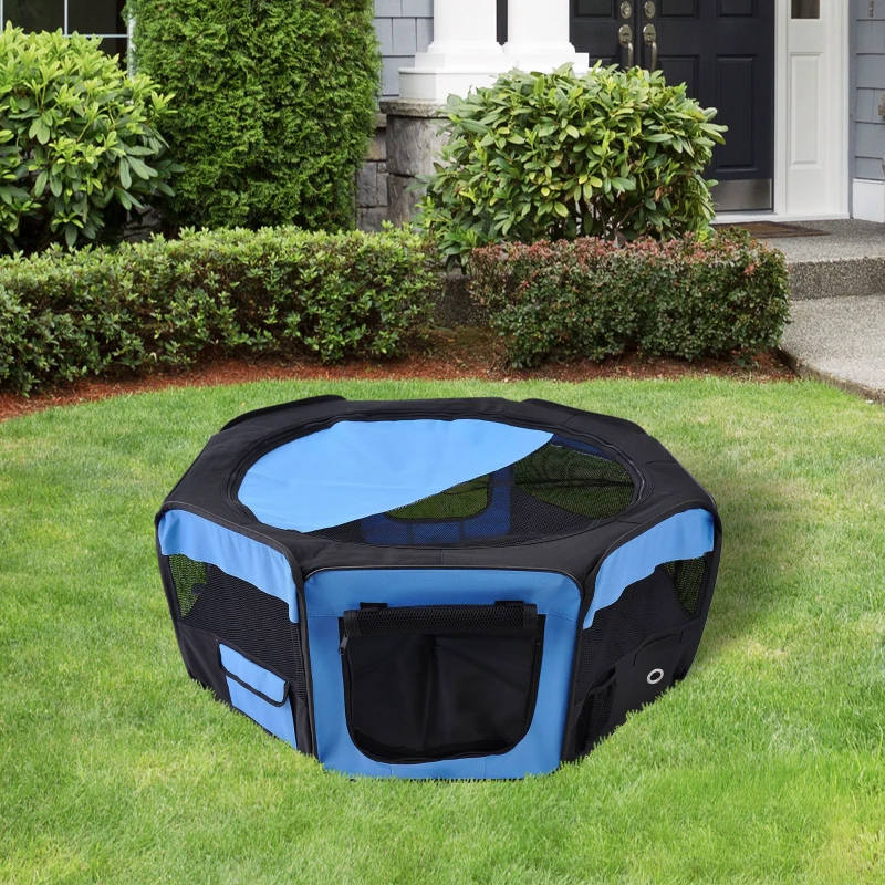 Fabric Dog Pen/Puppy PlayPen, Dog Crate(Blue/Black) - Image 3