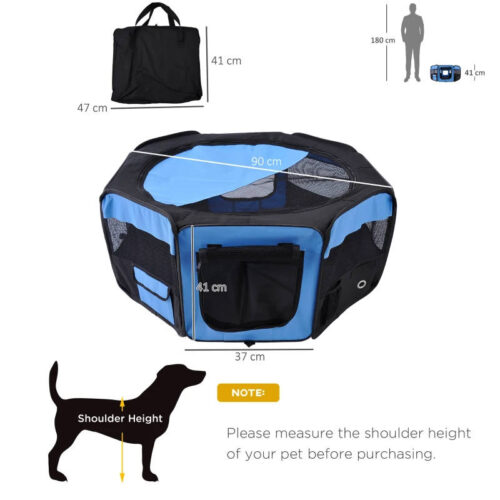 Fabric Dog Pen/Puppy PlayPen, Dog Crate(Blue/Black) - Image 5