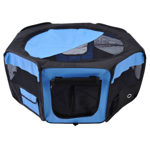 Fabric Dog Pen/Puppy PlayPen, Dog Crate（Blue/Black)