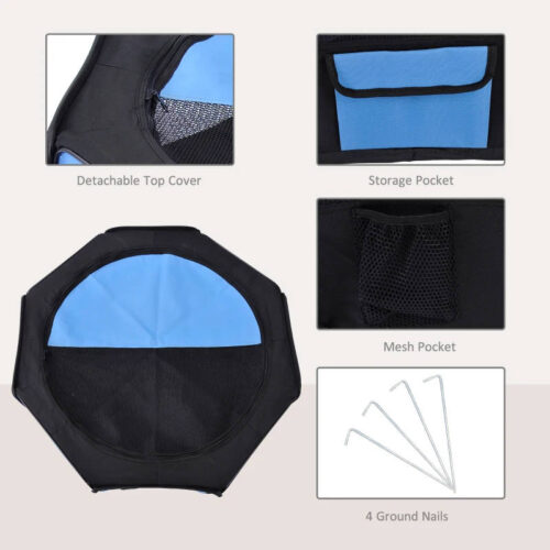 Fabric Dog Pen/Puppy PlayPen, Dog Crate(Blue/Black) - Image 7