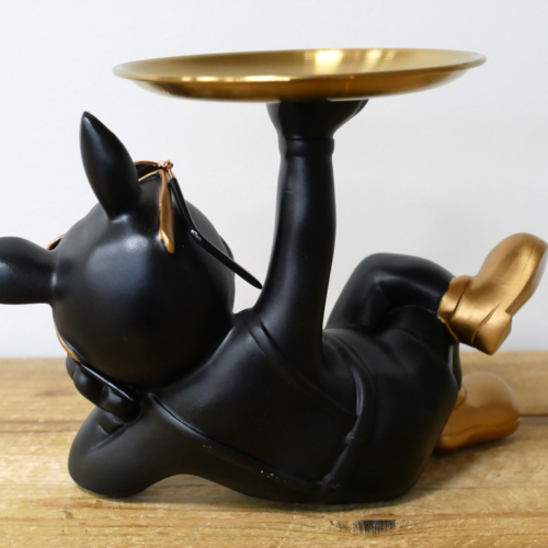 Black Laying Dog with Tray & Sunglasses - Image 4