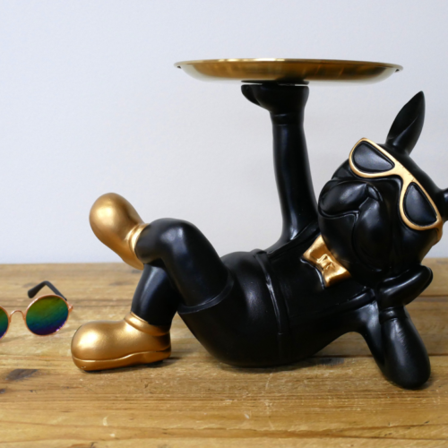 Black Laying Dog with Tray & Sunglasses - Image 5