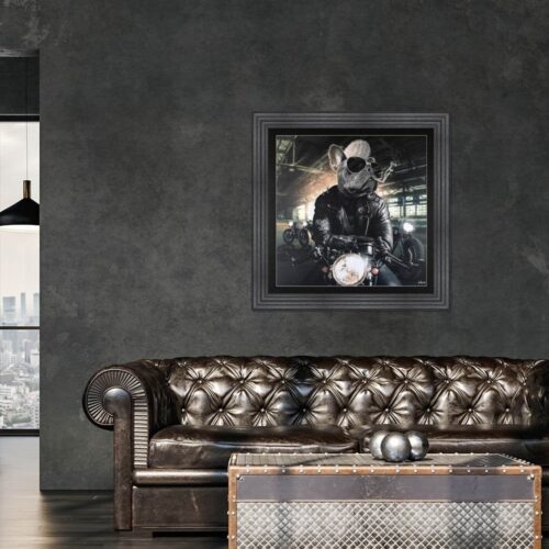 Motorbike Frenchie Framed Artwork