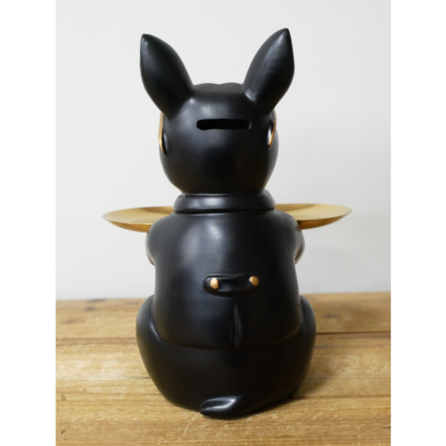 Black Sitting Dog with Tray & Sunglasses - Image 5