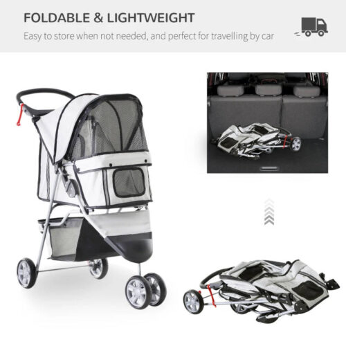 Dogs Stroller, Pushchair in Oxford Cloth- Grey - Image 5
