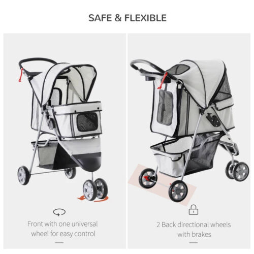 Dogs Stroller, Pushchair in Oxford Cloth- Grey - Image 6