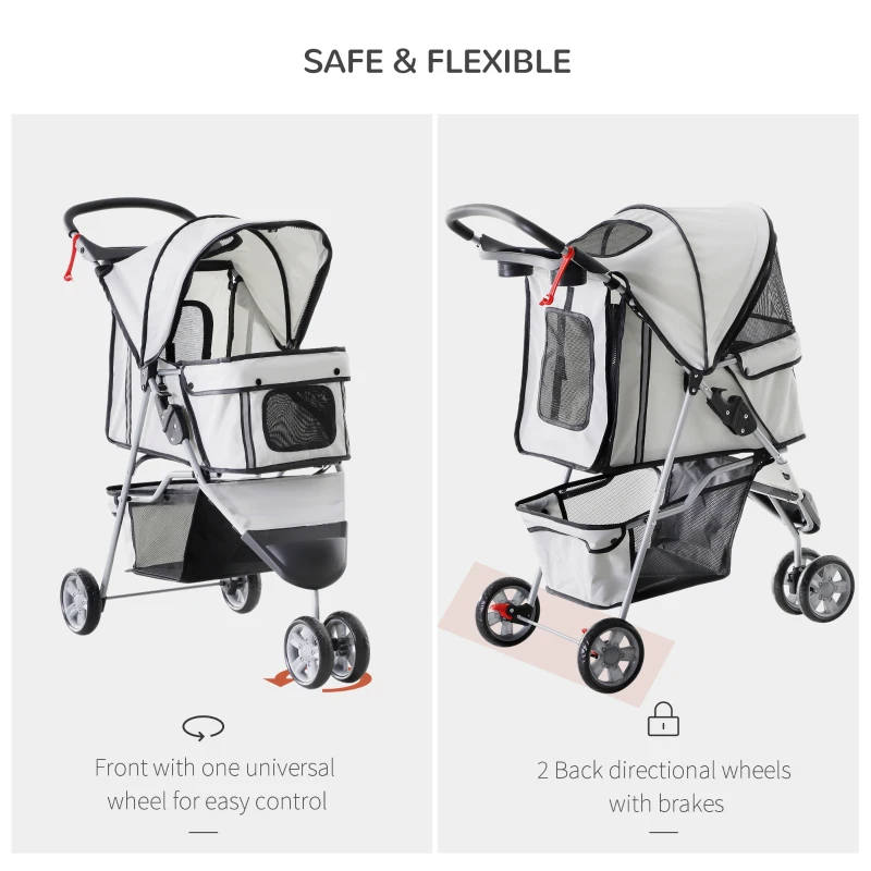 Dogs Stroller, Pushchair in Oxford Cloth- Grey - Image 6