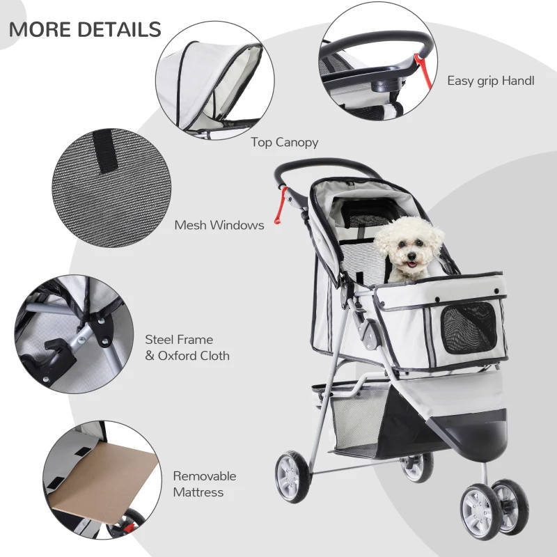 Dogs Stroller, Pushchair in Oxford Cloth- Grey - Image 7