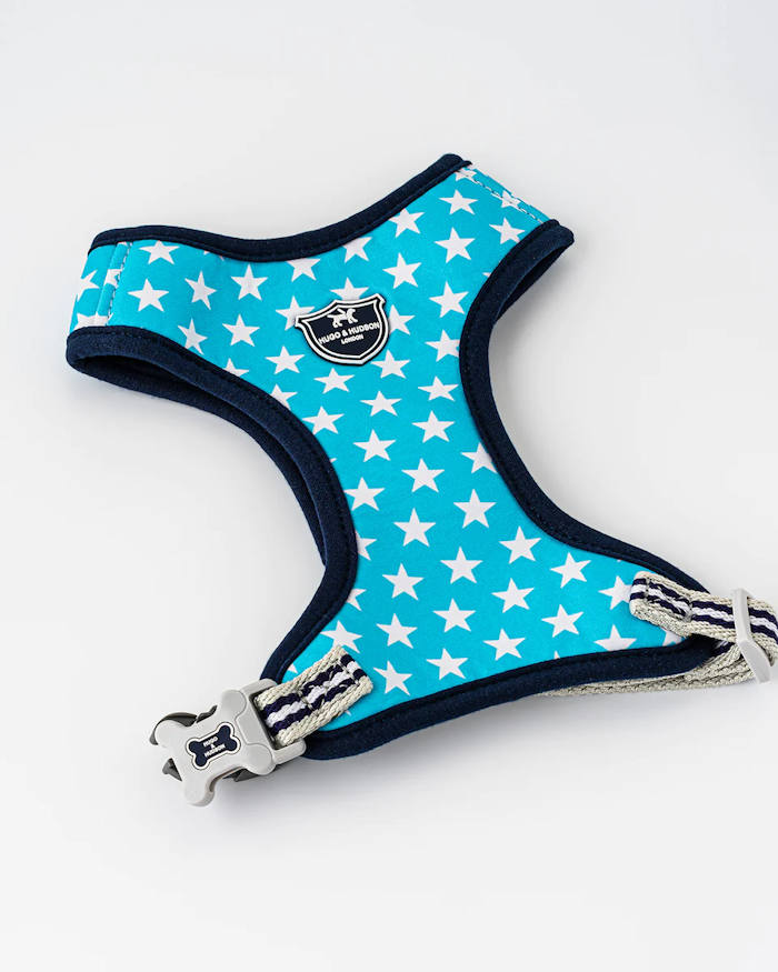 Hugo & Hudson - Fabric Dog Harness - Turquoise Star